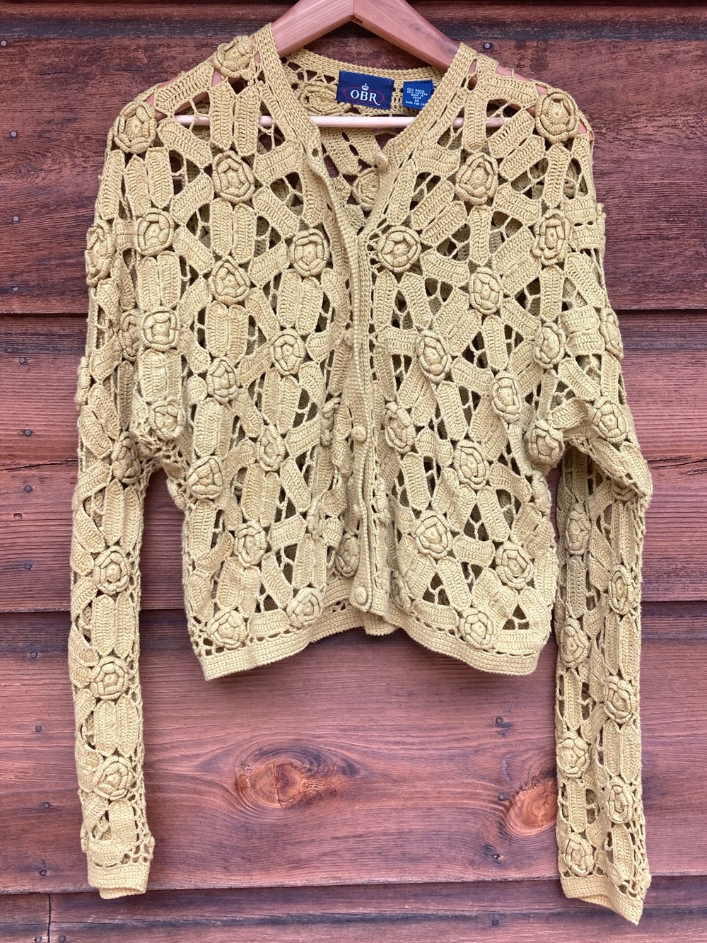 Vintage Open-Knit Crochet Cardigan